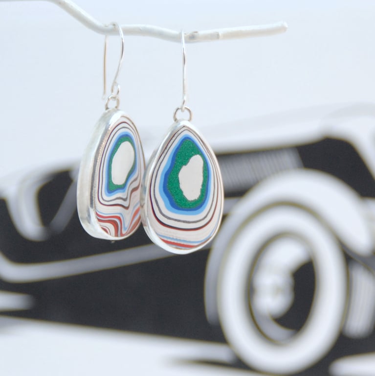 Harley fordite earrings - mint sparkles