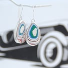 Harley fordite earrings - mint sparkles