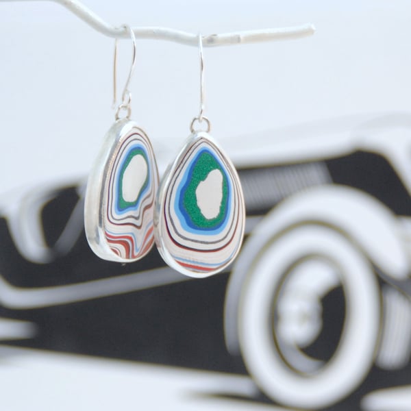 Harley fordite earrings - mint sparkles