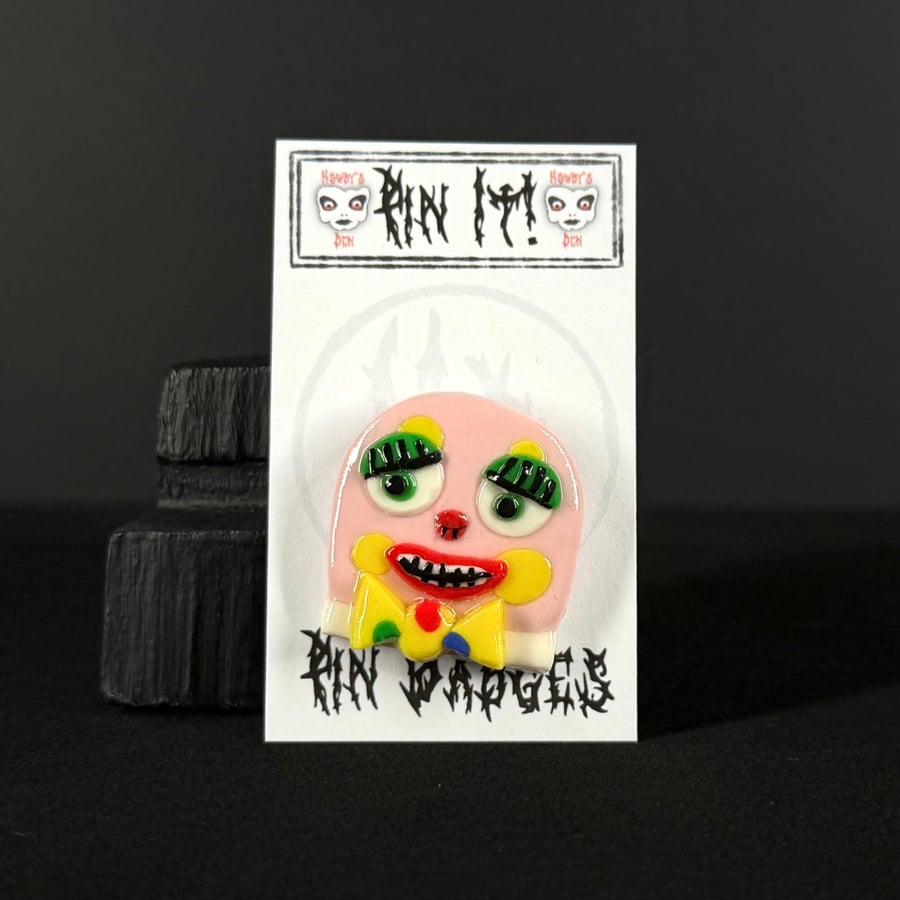 Pin It! Mr Blobby Polymer Clay Pin Badge 