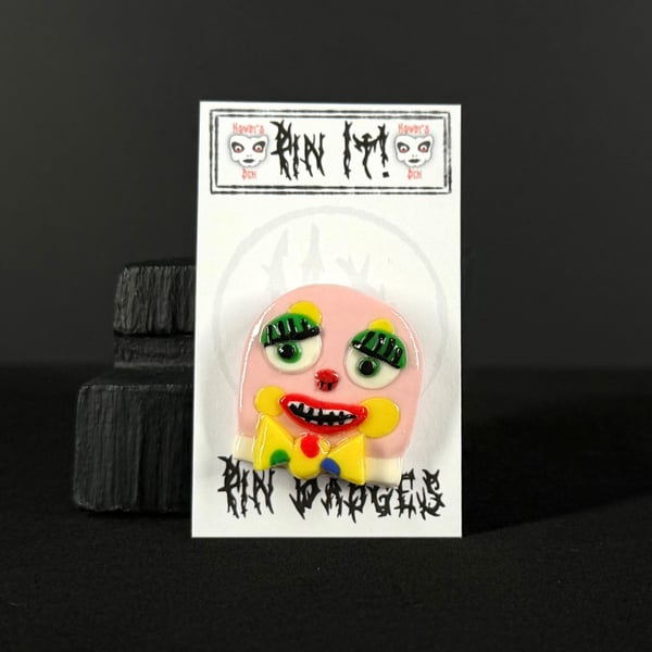 Pin It! Mr Blobby Polymer Clay Pin Badge 