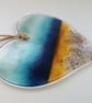 Coastal heart suncatcher, fused glass hanger.  - Image 5