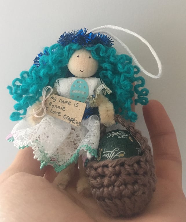 Tiny Easter Fairy Doll Decoration - Turquoise