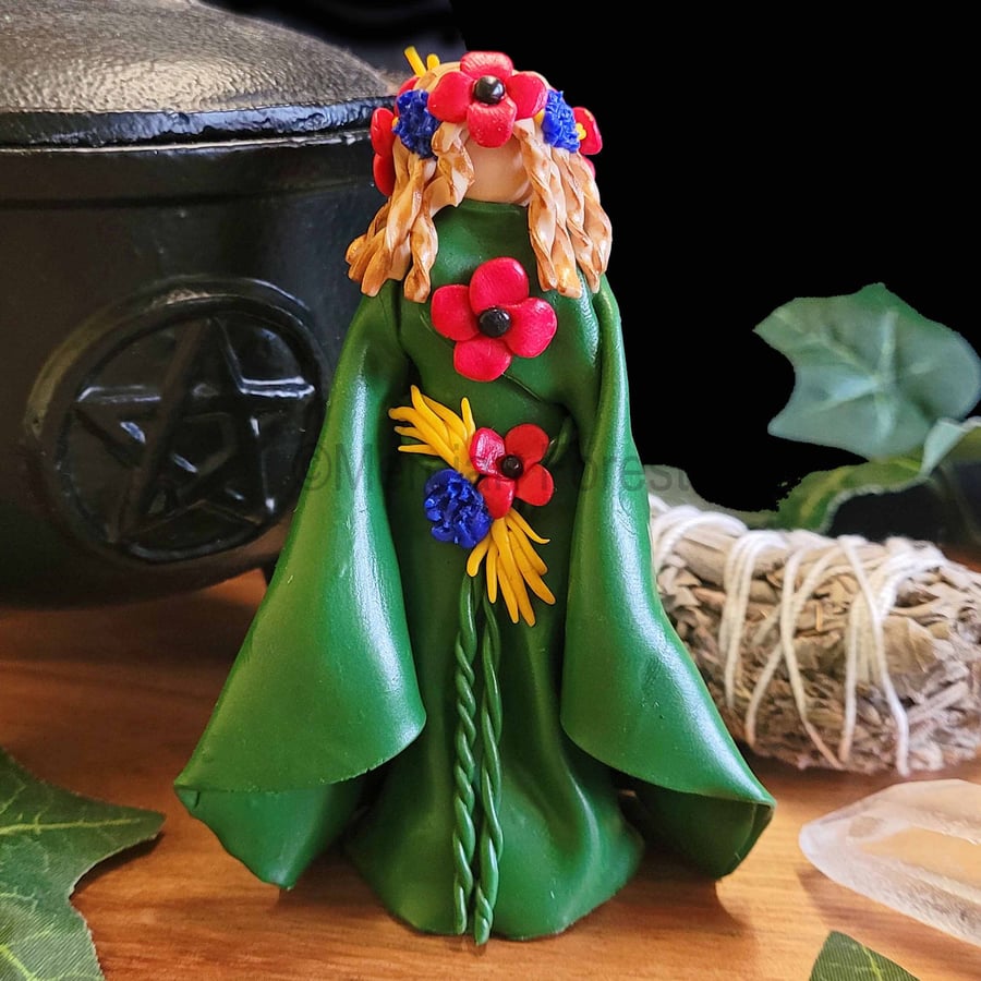 Demeter Goddess Figurine, Handmade Pagan Altar Decoration Wicca Witch