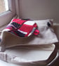 Fabric shoulder bag with patchwork textile flap and toggle fastening - Image 4