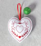 Christmas heart decoration, hanging decoration, embroidered decoration. - Image 4