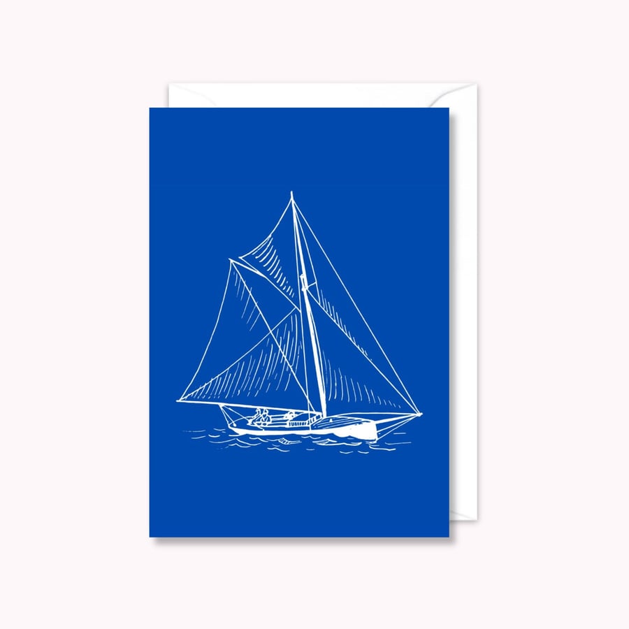 Sailing Yacht Greeting Card: Boat Lover Birthday Card (701)