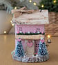 Handmade Wooden Christmas Decoration 'The Pink Cottage' 