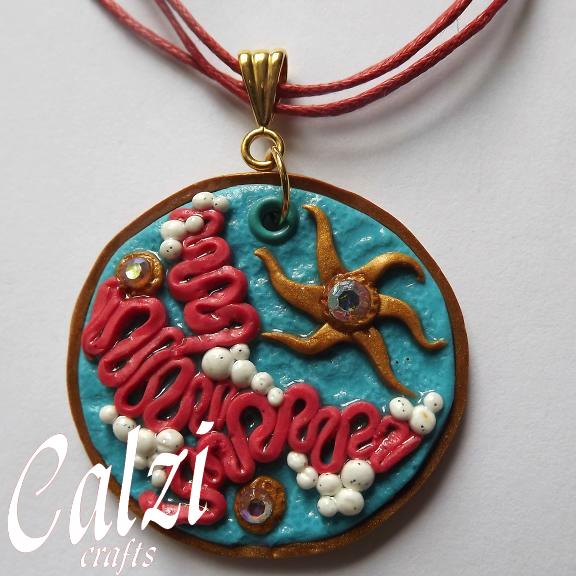 Sea Design Polymer Clay Pendant