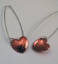 Copper heart shaped drop earrings - Image 3