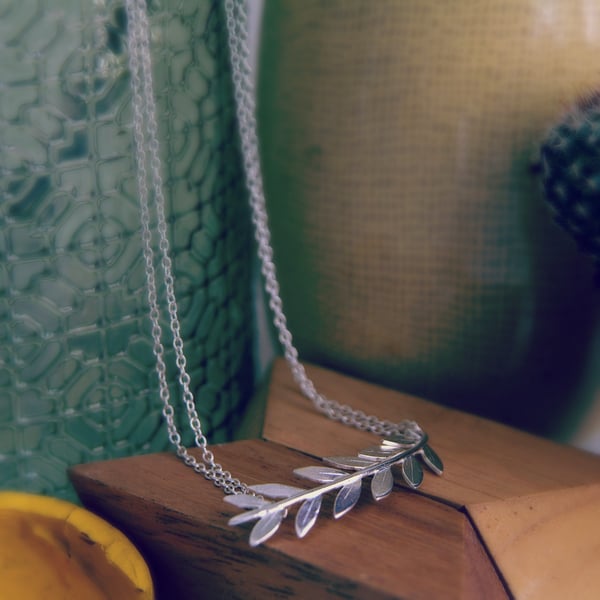 Olive Branch Necklace - Silver Leaf Jewellery