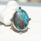 Large Turquoise Ring, Rustic Jewellery