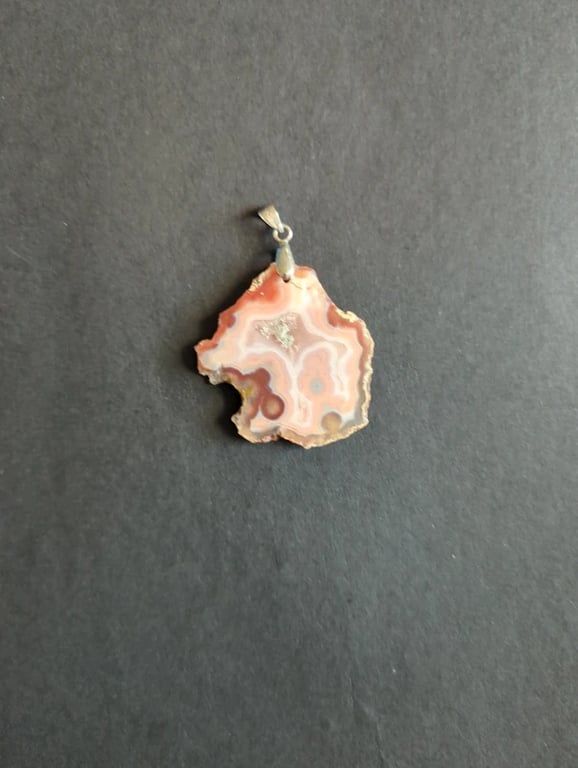 Natural Agate Slice Pendant – Earthy Raw Stone Necklace – Handmade Boho Jeweller