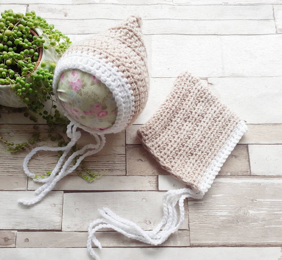 Newborn pixie bonnet, newborn photography prop.Baby wear.