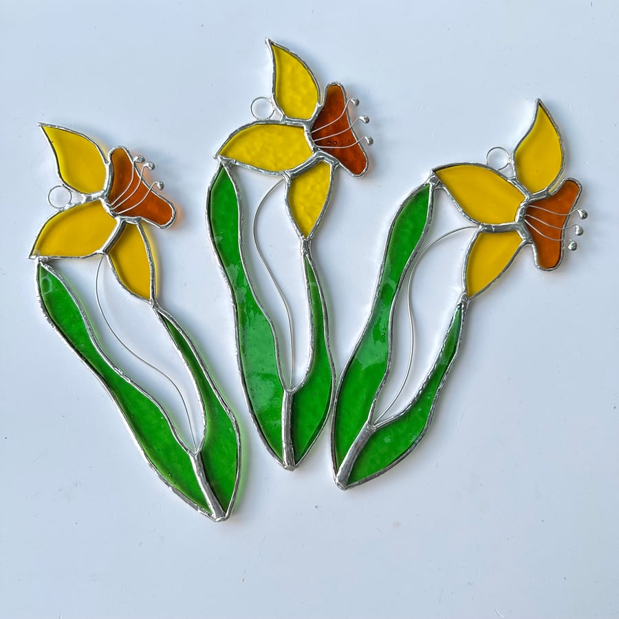 Stained Glass Daffodil Suncatcher - Handmade Hanging Decoration