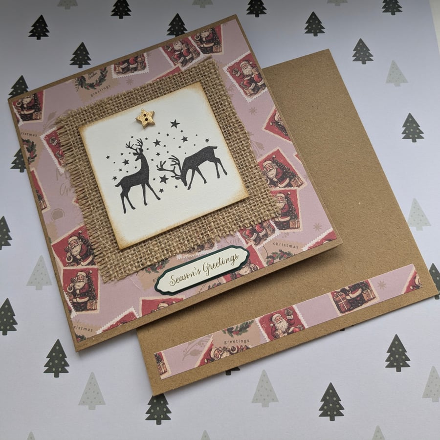 Handmade rustic Christmas card.