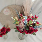 Ruby Red Brides Bouquet and Grooms Buttonhole 