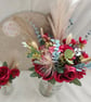 Ruby Red Brides Bouquet and Grooms Buttonhole 
