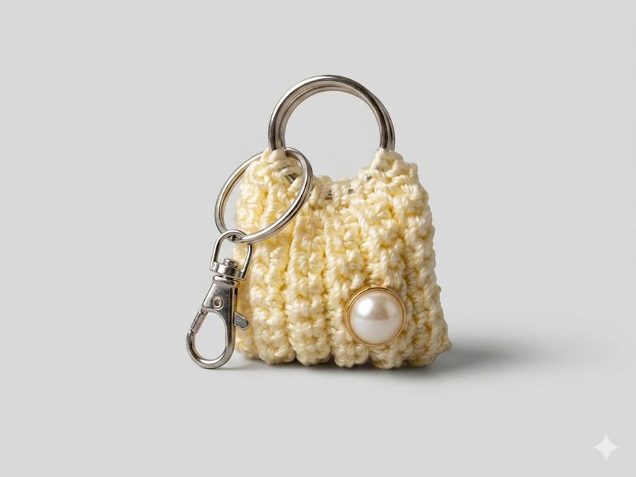 Handmade Ribbed Crochet Keyring