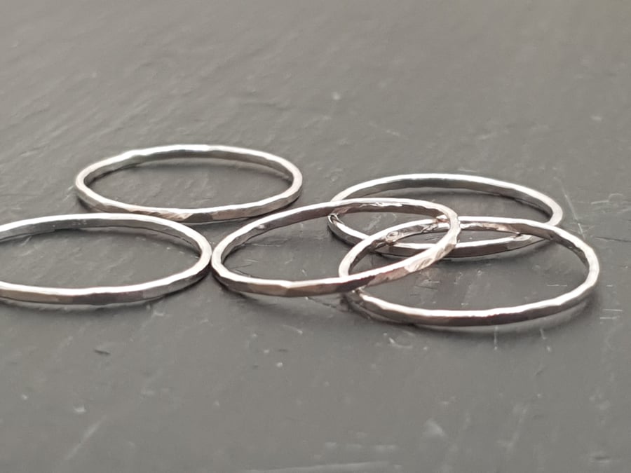 Sterling Silver Stacking Ring, Hammered Silver Ring, Stacking Ring Set 