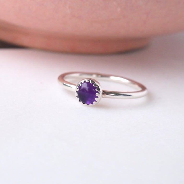 Amethyst Silver Gemstone Ring
