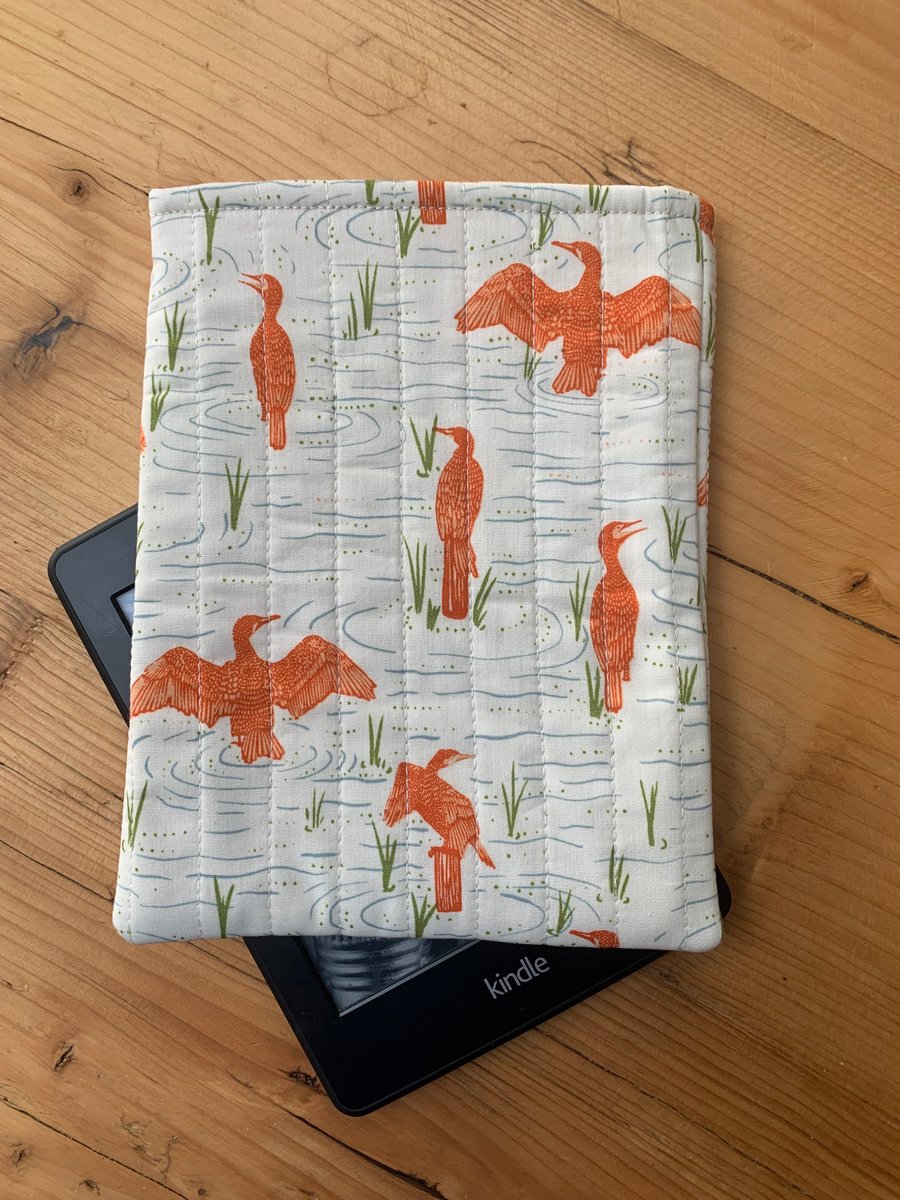 Cormorant Bird Quilted Fabric Sleeve For 6” Kindle Paperwhite