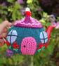 Country cottage tea cosy - hand embroidered, to fit a tea for one or two  teapot - Image 2