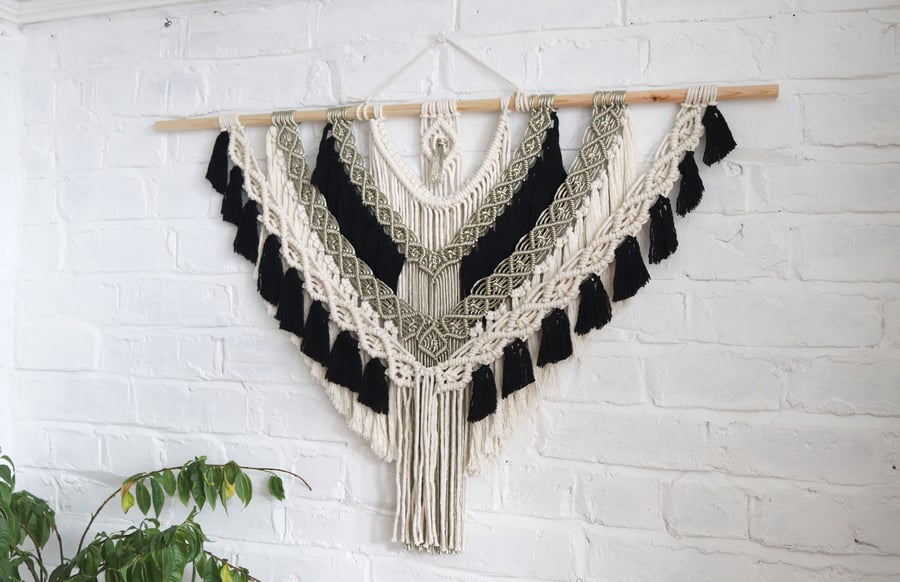 Macrame Wall Hanging, Gothic Decor, Black Boho Woven Wall Art Decor LIMITED EDIT