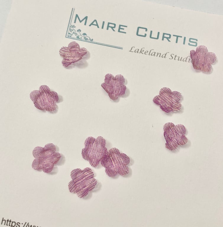 Metallic Violet Gold Silk Organza Forget Me Not Flowers