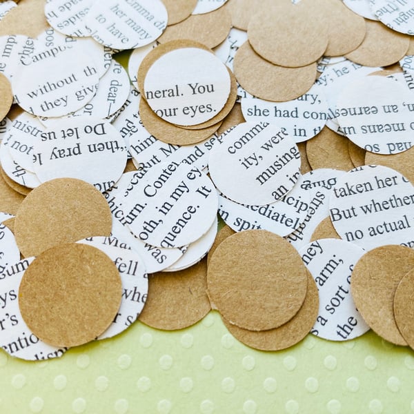 500 Circle Book Kraft Confetti - Many Book Choices - Wedding Decor   