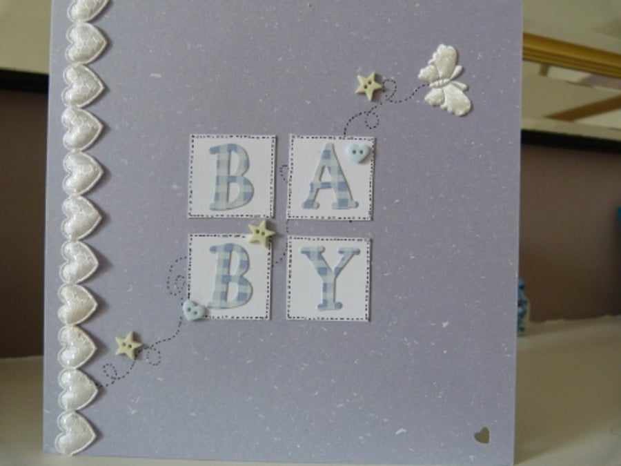 New Baby Boy Hearts Card
