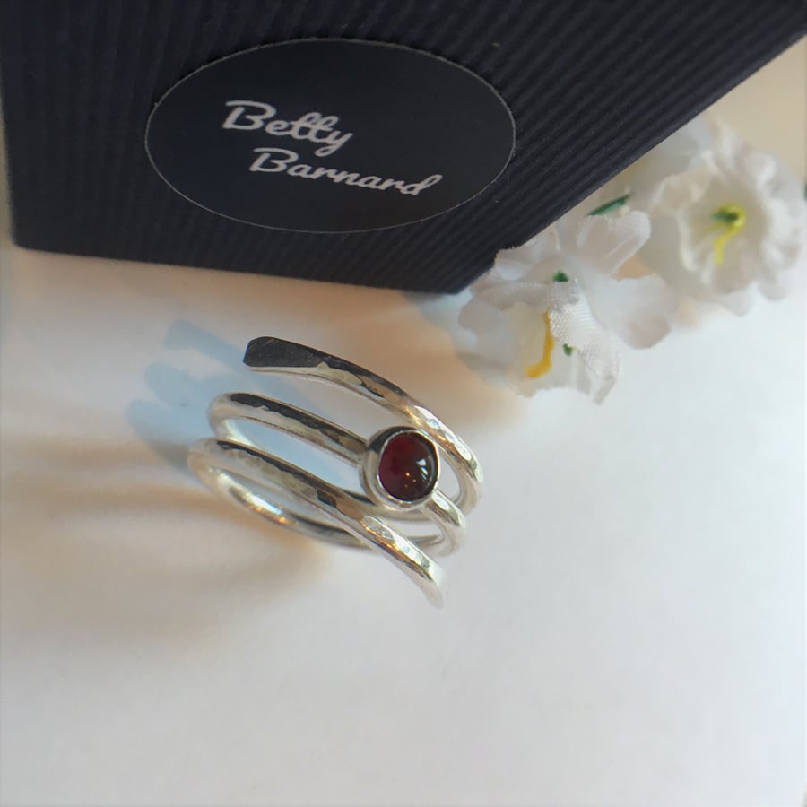Sterling Silver Wrap Ring with Garnet