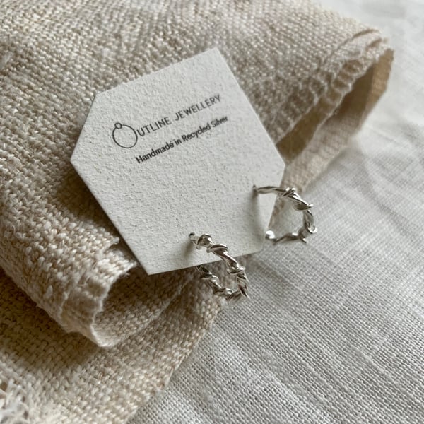 Tangle Twist Small Silver Hoop Earrings