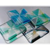 Fused Glass Coaster 8cm Aqua Turquoise Triangle design