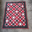 Lap Quilt, Red White & Blue, 51ins x 40ins, Pretty Flowers, Mother's Day 