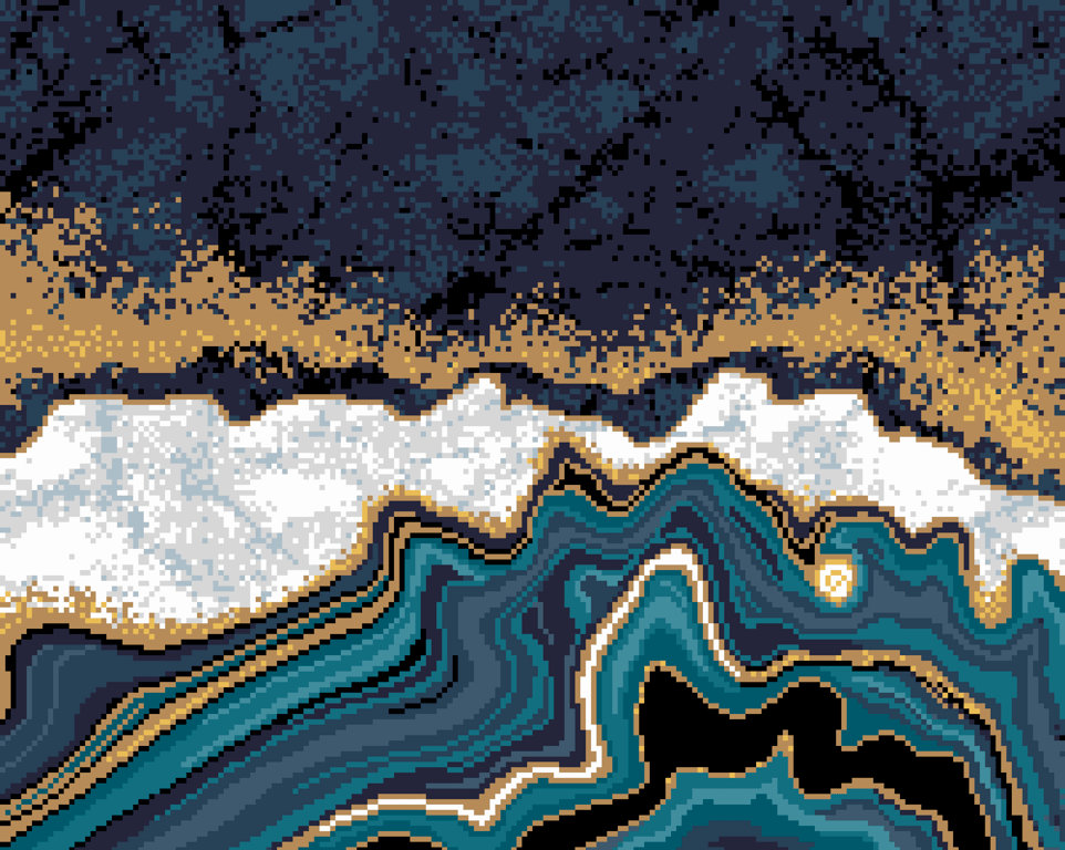 229A - Agate Marble Cross Stitch Pattern Gold & Blue version (PDF Counted Chart)