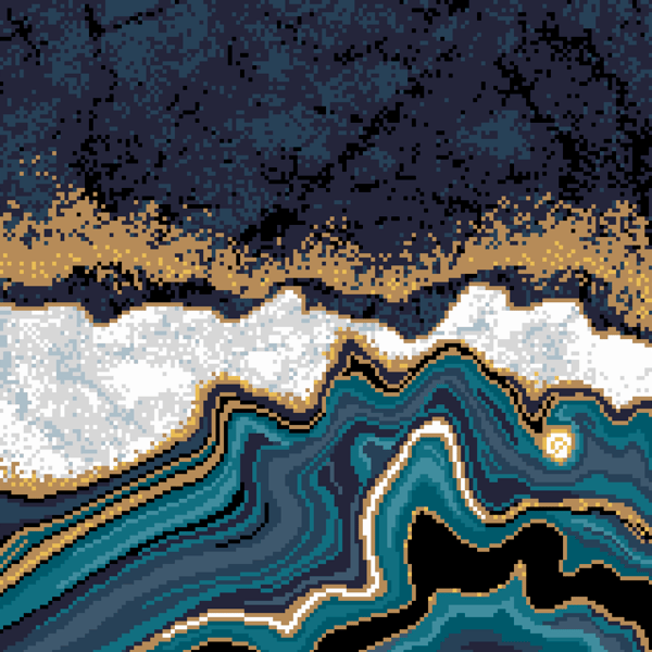 229A - Agate Marble Cross Stitch Pattern Gold & Blue version (PDF Counted Chart)