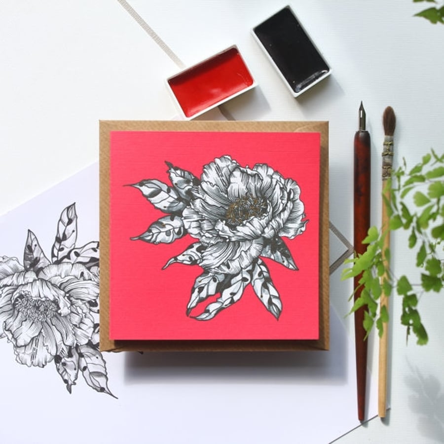 I'm New! Bold Peony - A Modern Floral Greetings Card