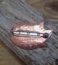 Copper and silver sleeping fox 3d mixed metal brooch  - Image 5