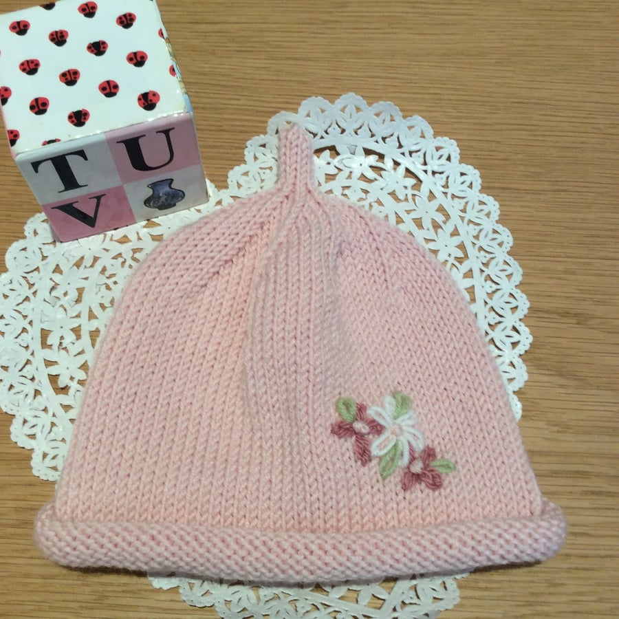 Hand Knitted Baby Beanie Hat