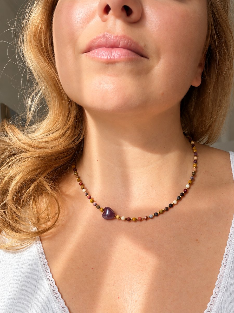 Handmade Natural Jasper Choker – Autumn Tone Gemstone Necklace