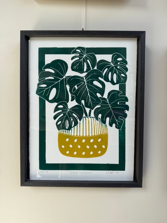 Potted Monstera Linocut Print