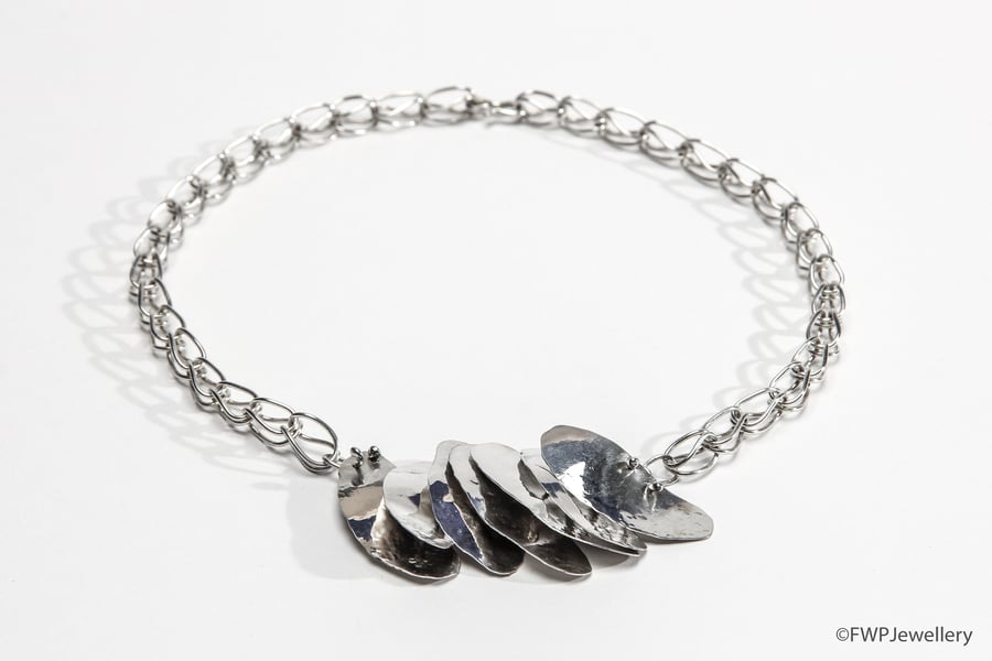 Silver Petal Link Necklace