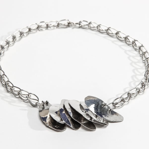 Silver Petal Link Necklace