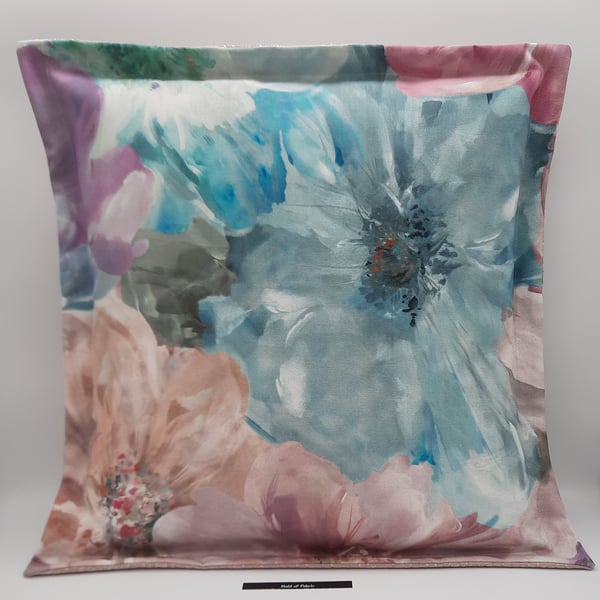 Big print green flower cushion cover,  envelope back,  flange edge