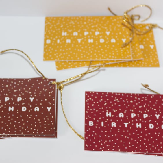 9 Autumn Edition birthday gift tags brown, red, ochre