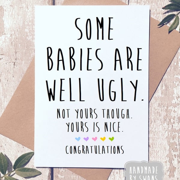 Funny new baby card, funny greeting card, funny, new baby, congratulations card,