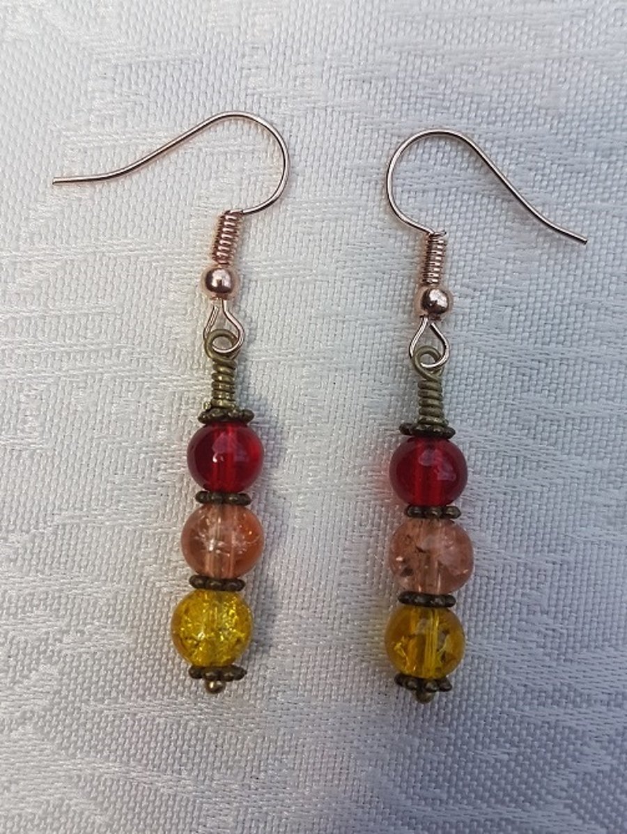 Gorgeous Red Spectrum Earrings - Rose tone No5 - DISCOUNTED GOODIES
