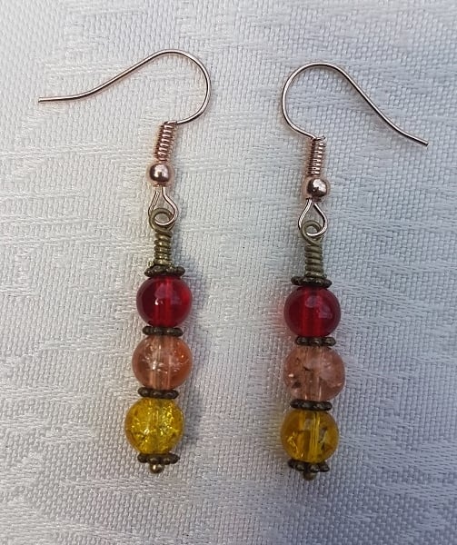 Gorgeous Red Spectrum Earrings - Rose tone No5 - DISCOUNTED GOODIES