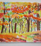 Courful Autumn Forest. Fall Color Trees. Miniature. ACEO. Original painting - Image 4